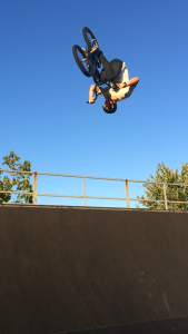 Ben with a huge flare on the half pipe